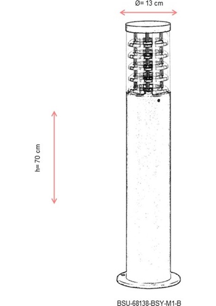 BSU-68138-BSY-M1-B Siyah Boyalı Dış Mekan Aydınlatma E27 Aluminyum Polikarbon 13cm modelleri