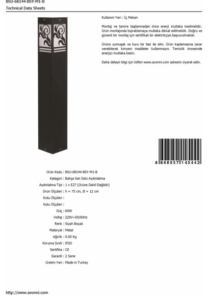 BSU-68144-BSY-M1-B Siyah Boyalı Dış Mekan Aydınlatma E27 Aluminyum Akrilik Cam 12cm fırsatları