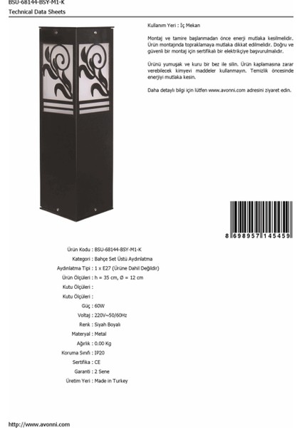 BSU-68144-BSY-M1-K Siyah Boyalı Dış Mekan Aydınlatma E27 Aluminyum Akrilik Cam 12cm fırsatları