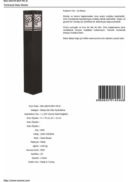 BSU-68144-BSY-M2-B Siyah Boyalı Dış Mekan Aydınlatma E27 Aluminyum Akrilik Cam 12cm fırsatları