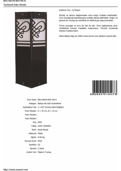 BSU-68144-BSY-M2-K Siyah Boyalı Dış Mekan Aydınlatma E27 Aluminyum Akrilik Cam 12cm fırsatları