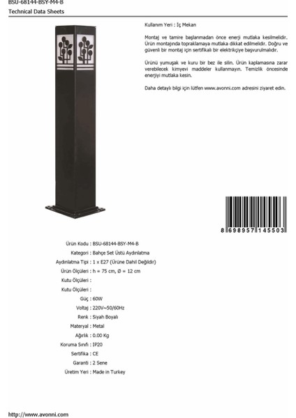 BSU-68144-BSY-M4-B Siyah Boyalı Dış Mekan Aydınlatma E27 Aluminyum Akrilik Cam 12cm fırsatları