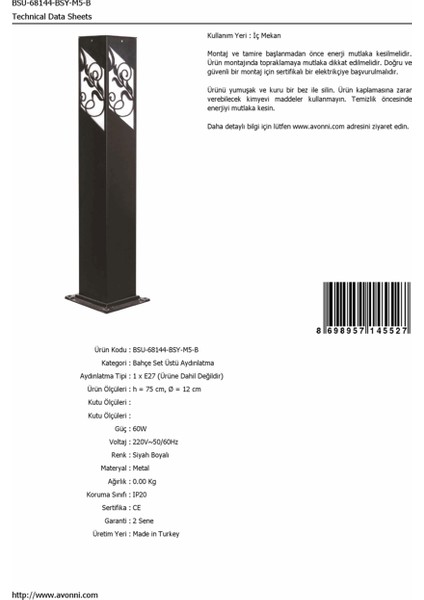 BSU-68144-BSY-M5-B Siyah Boyalı Dış Mekan Aydınlatma E27 Aluminyum Akrilik Cam 12cm fırsatları