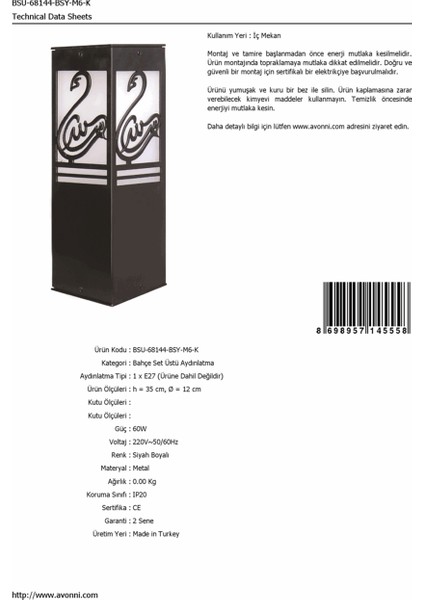 BSU-68144-BSY-M6-K Siyah Boyalı Dış Mekan Aydınlatma E27 Aluminyum Akrilik Cam 12cm fırsatları