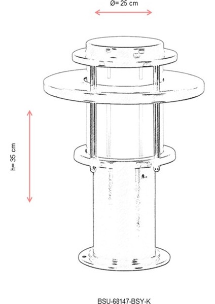BSU-68147-BSY-K Siyah Boyalı Dış Mekan Aydınlatma E27 Aluminyum Polikarbon Cam 25cm modelleri