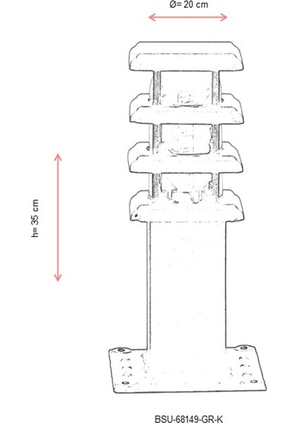 BSU-68149-GR-K Gri Boyalı Dış Mekan Aydınlatma E27 Aluminyum Polikarbon/Akrilik Cam 20cm modelleri