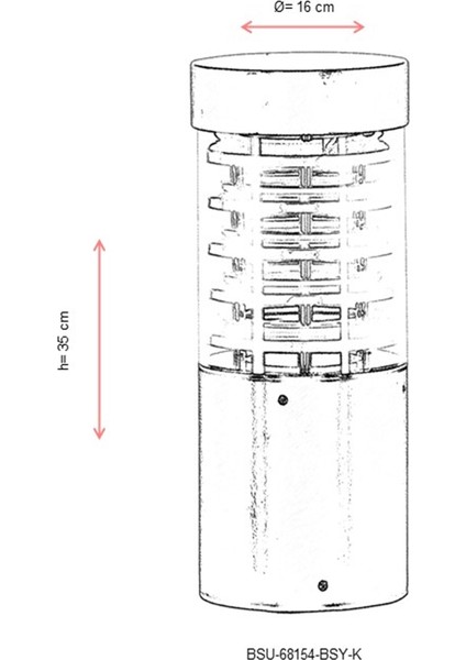 BSU-68154-BSY-K Siyah Boyalı Dış Mekan Aydınlatma E27 Aluminyum Polikarbon Cam 16cm modelleri