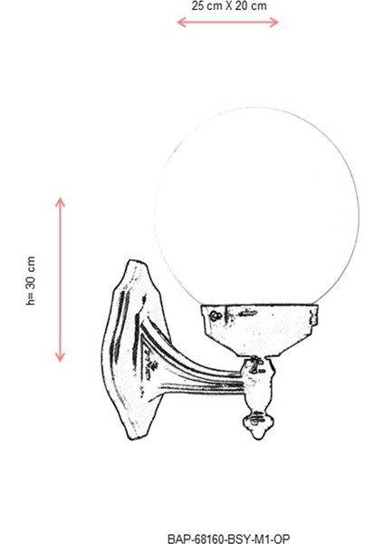 BAP-68160-BSY-M1-OP Siyah Boyalı Dış Mekan Aydınlatma E27 ABS Polietilen Cam 25x20cm