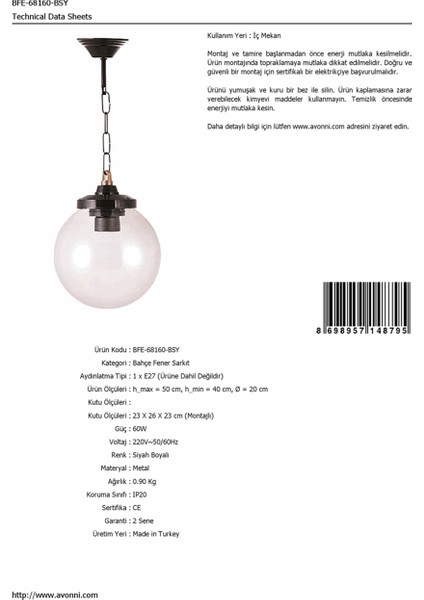 BFE-68160-BSY Siyah Boyalı Dış Mekan Aydınlatma E27 ABS Akrilik Cam 20cm fırsatları