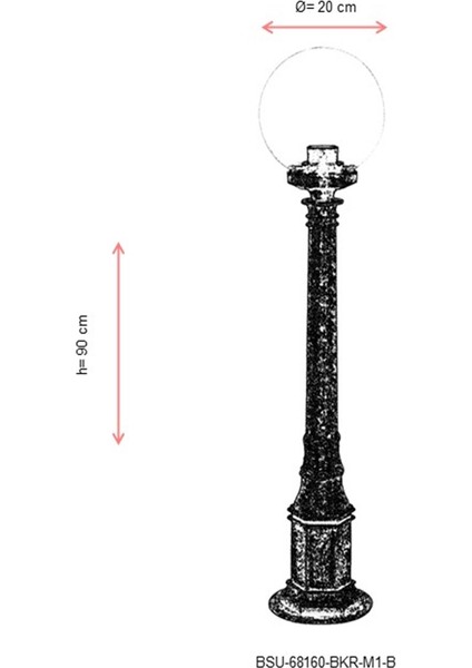 BSU-68160-BKR-M1-B Kahverengi Boyalı Dış Mekan Aydınlatma E27 ABS Akrilik Cam 20cm