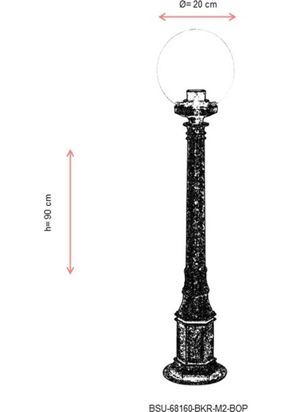 BSU-68160-BKR-M2-BOP Kahverengi Boyalı Dış Mekan Aydınlatma E27 ABS Polietilen Cam 20cm modelleri