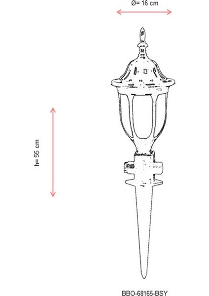 BBO-68165-BSY Siyah Boyalı Dış Mekan Aydınlatma E27 ABS Akrilik Cam 16cm