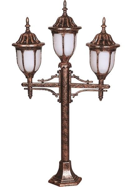 BSU-68177-3BKR Kahverengi Boyalı Dış Mekan Aydınlatma E27 Çelik Boru ABS Polikarbon Cam 50cm