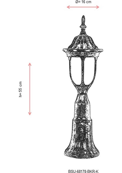 BSU-68178-BKR-K Kahverengi Boyalı Dış Mekan Aydınlatma E27 ABS Polikarbon Cam 16cm