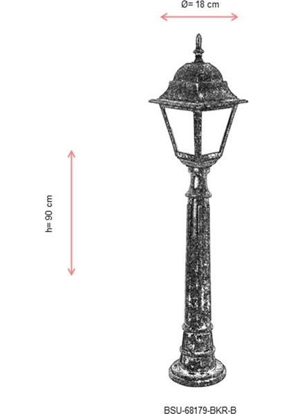 BSU-68179-BKR-B Kahverengi Boyalı Dış Mekan Aydınlatma E27 ABS Polikarbon Cam 18cm