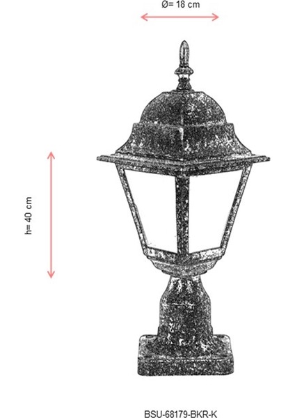 BSU-68179-BKR-K Kahverengi Boyalı Dış Mekan Aydınlatma E27 ABS Polikarbon Cam 18cm modelleri