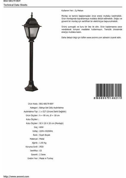 BSU-68179-BSY Siyah Boyalı Dış Mekan Aydınlatma E27 ABS Polikarbon Cam 18cm fırsatları