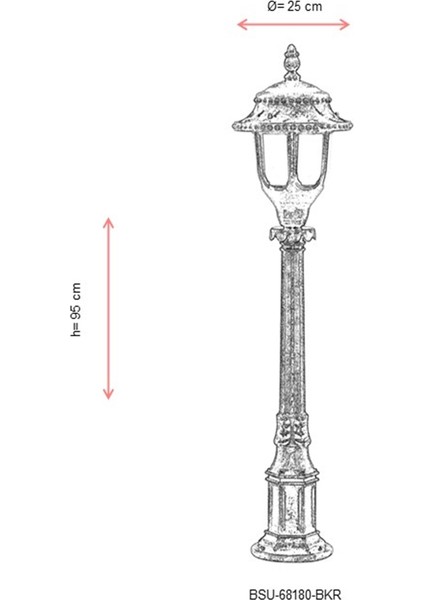 BSU-68180-BKR Kahverengi Boyalı Dış Mekan Aydınlatma E27 ABS Polikarbon Cam 25cm