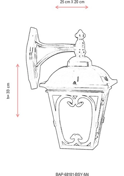 BAP-68181-BSY-M4 Siyah Boyalı Dış Mekan Aydınlatma E27 ABS Polikarbon Cam 25x20cm modelleri