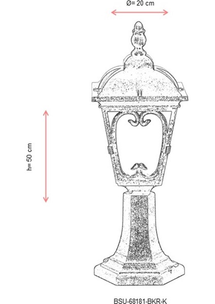 BSU-68181-BKR-K Kahverengi Boyalı Dış Mekan Aydınlatma E27 ABS Polikarbon Cam 20cm
