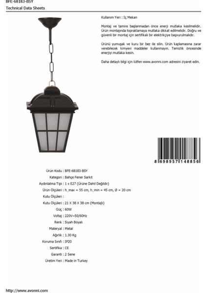 BFE-68183-BSY Siyah Boyalı Dış Mekan Aydınlatma E27 ABS Polikarbon Cam 20cm fırsatları