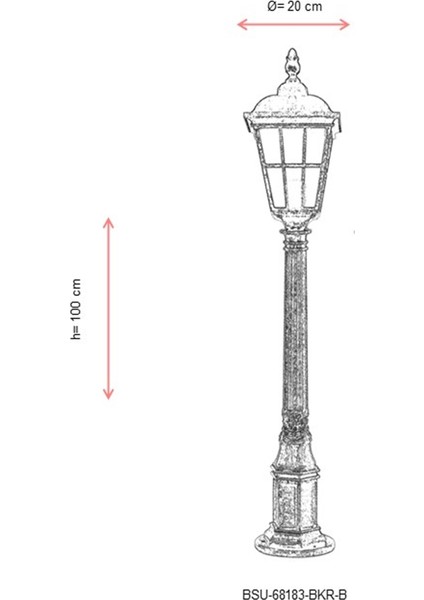 BSU-68183-BKR-B Kahverengi Boyalı Dış Mekan Aydınlatma E27 ABS Akrilik Cam 20cm modelleri