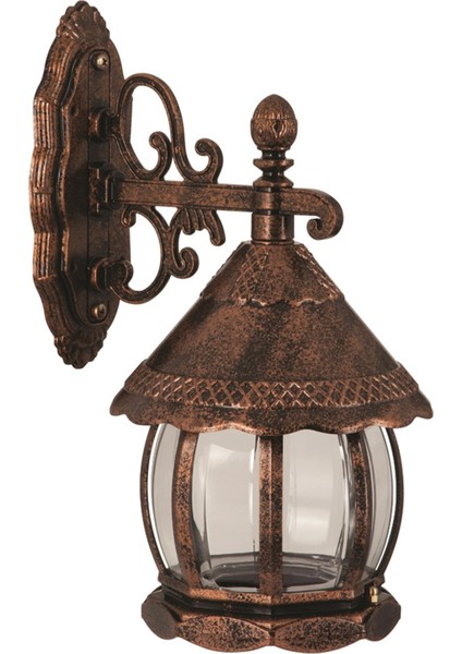 BAP-68184-BKR-M2 Kahverengi Boyalı Dış Mekan Aydınlatma E27 ABS Polikarbon Cam 32x20cm