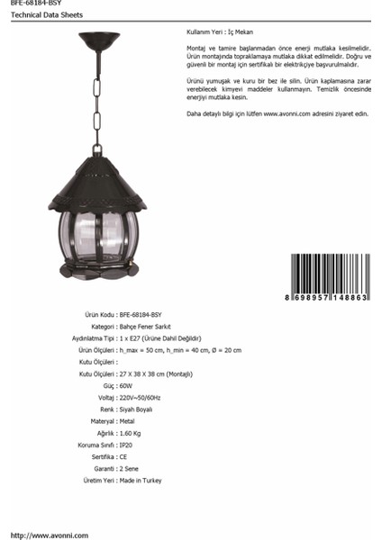 BFE-68184-BSY Siyah Boyalı Dış Mekan Aydınlatma E27 ABS Polikarbon Cam 20cm fırsatları