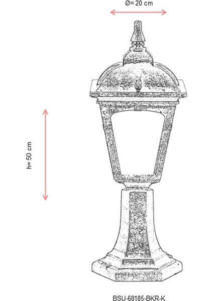 BSU-68185-BKR-K Kahverengi Boyalı Dış Mekan Aydınlatma E27 ABS Polikarbon Cam 20cm