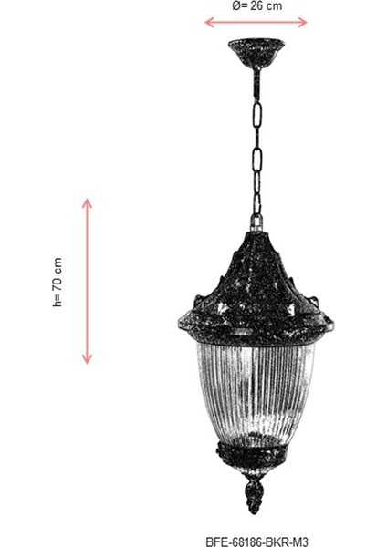 BFE-68186-BKR-M3 Kahverengi Boyalı Dış Mekan Aydınlatma E27 ABS Polikarbon Cam 26cm