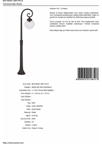 BSU-68187-1BSY-M1-B Siyah Boyalı Dış Mekan Aydınlatma E27 Aluminyum ABS Akrilik Cam 35cm fırsatları