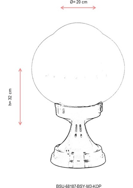BSU-68187-BSY-M3-KOP Siyah Boyalı Dış Mekan Aydınlatma E27 Aluminyum ABS Akrilik Cam 20cm modelleri