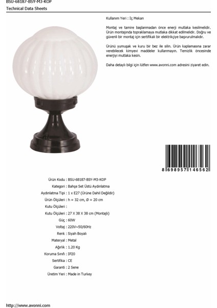 BSU-68187-BSY-M3-KOP Siyah Boyalı Dış Mekan Aydınlatma E27 Aluminyum ABS Akrilik Cam 20cm fırsatları