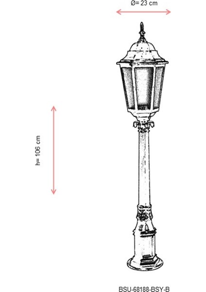 BSU-68188-BSY-B Siyah Boyalı Dış Mekan Aydınlatma E27 Çelik Boru ABS Polikarbon Cam 23cm modelleri