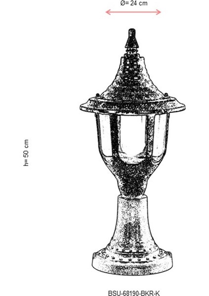 BSU-68190-BKR-K Kahverengi Boyalı Dış Mekan Aydınlatma E27 ABS Polikarbon Cam 24cm
