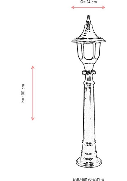 BSU-68190-BSY-B Siyah Boyalı Dış Mekan Aydınlatma E27 ABS Polikarbon Cam 24cm