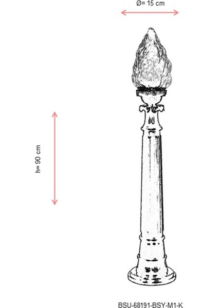 BSU-68191-BSY-M1-K Siyah Boyalı Dış Mekan Aydınlatma E27 ABS Akrilik Cam 15cm