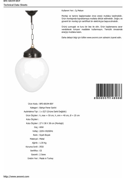 BFE-68194-BSY Siyah Boyalı Dış Mekan Aydınlatma E27 ABS Akrilik Cam 25cm fırsatları
