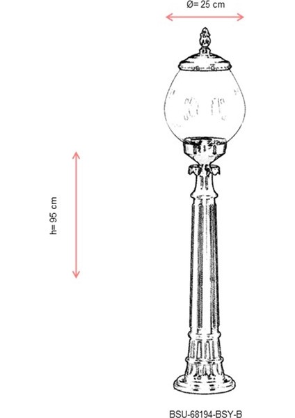 BSU-68194-BSY-B Siyah Boyalı Dış Mekan Aydınlatma E27 ABS Akrilik Cam 25cm modelleri