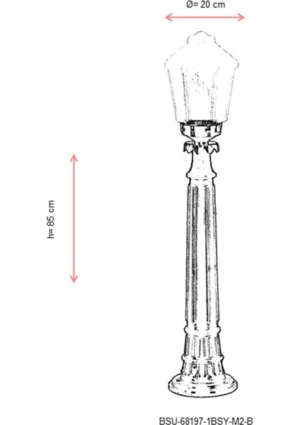 BSU-68197-1BSY-M2-B Siyah Boyalı Dış Mekan Aydınlatma E27 ABS Akrilik Cam 20cm