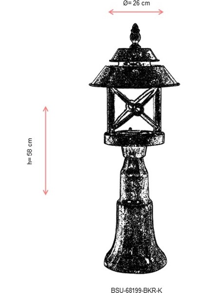 BSU-68199-BKR-K Kahverengi Boyalı Dış Mekan Aydınlatma E27 ABS Polikarbon Cam 26cm