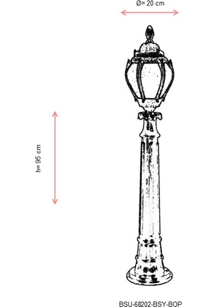 BSU-68202-BSY-BOP Siyah Boyalı Dış Mekan Aydınlatma E27 ABS Akrilik Cam 20cm modelleri