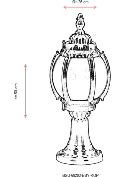 BSU-68203-BSY-KOP Siyah Boyalı Dış Mekan Aydınlatma E27 ABS Akrilik Cam 26cm modelleri