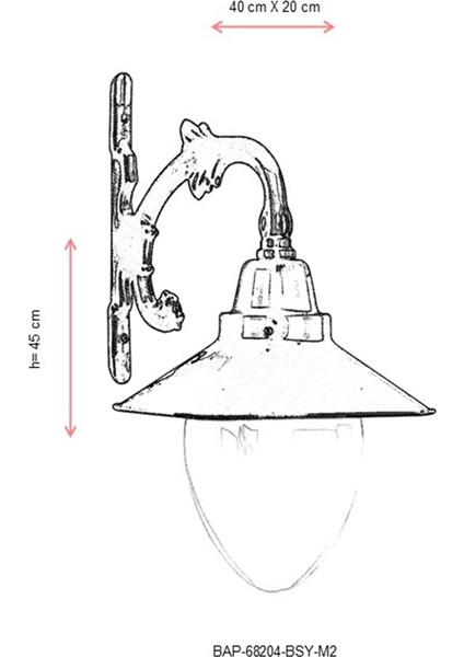 BAP-68204-BSY-M2 Siyah Boyalı Dış Mekan Aydınlatma E27 ABS Akrilik Cam 40x20cm modelleri