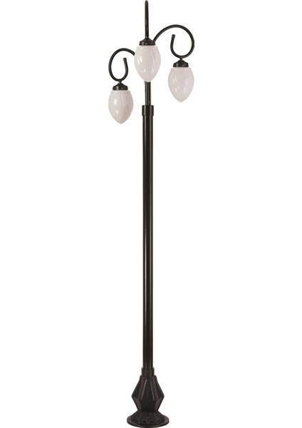 BSU-68204-BSY-M2-B Siyah Boyalı Dış Mekan Aydınlatma E27 Çelik Boru ABS Akrilik Cam 65cm