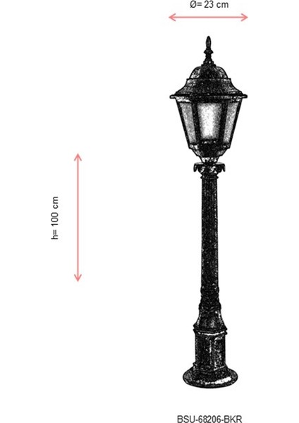 BSU-68206-BKR Kahverengi Boyalı Dış Mekan Aydınlatma E27 ABS Akrilik Cam 23cm modelleri