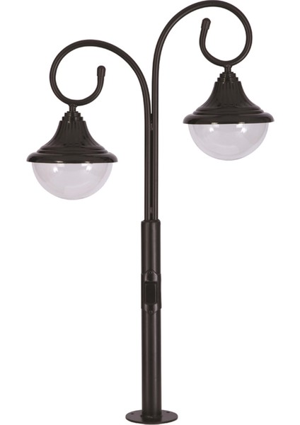 BSU-68207-2BSY Siyah Boyalı Dış Mekan Aydınlatma E27 Çelik Boru ABS Polikarbon Cam 75x27cm