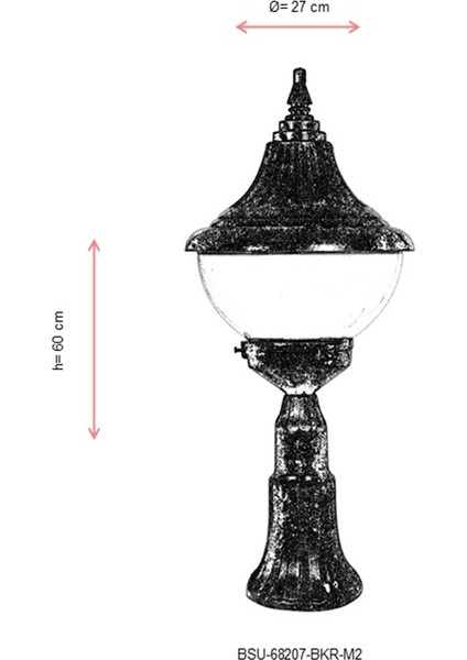 BSU-68207-BKR-M2 Kahverengi Boyalı Dış Mekan Aydınlatma E27 ABS Polikarbon Cam 27cm