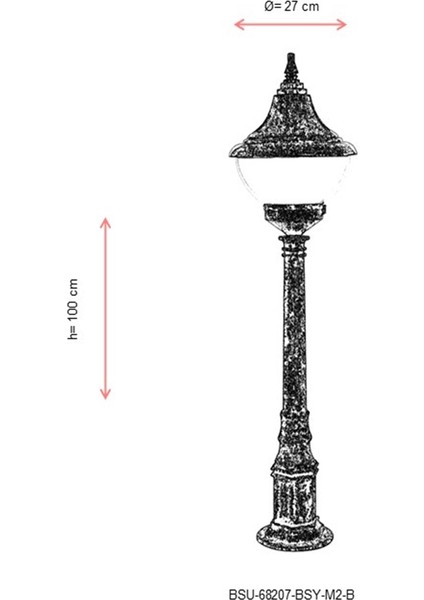 BSU-68207-BSY-M2-B Yeşil Boyalı Dış Mekan Aydınlatma E27 ABS Polikarbon Cam 27cm