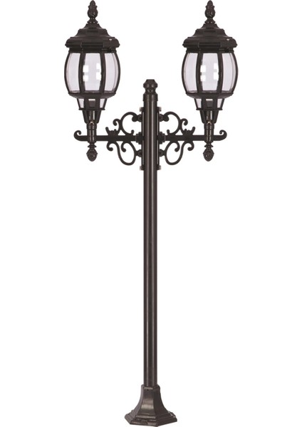 BSU-68208-2BSY-M2 Siyah Boyalı Dış Mekan Aydınlatma E27 Aluminyum ABS Polikarbon Cam 55x18cm